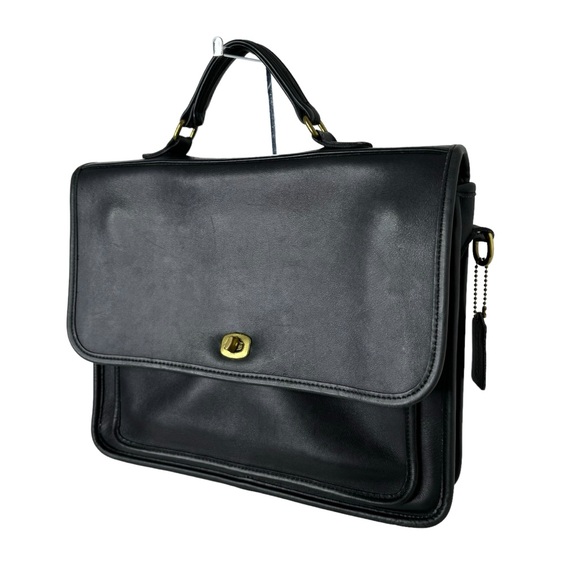Coach Vintage Black 5181 Colebrook Leather Briefcase Crossbody Messenger Bag - Picture 12 of 14